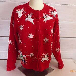 Vintage TABI Cotton Beaded Holiday Sweater - Med.